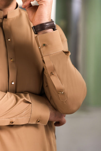 Stitched Shalwar Kameez (SPS67) Camel