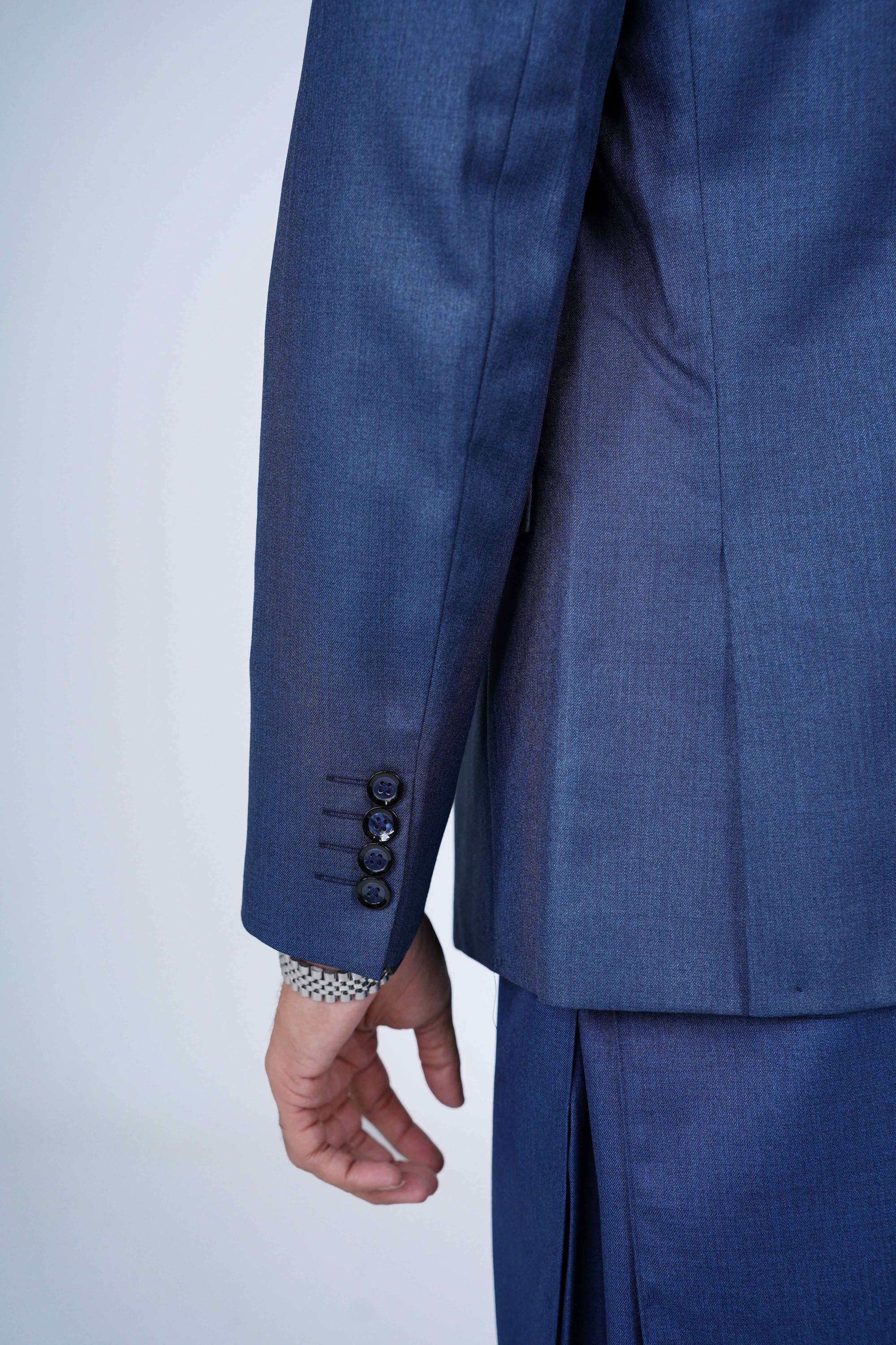 Stitched blue blazer NBL24 made with premium imported suiting fabric featuring jetted pockets and excellent colorfastness