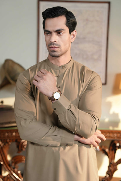 Stitched Shalwar Kameez (SPSB) English Gold