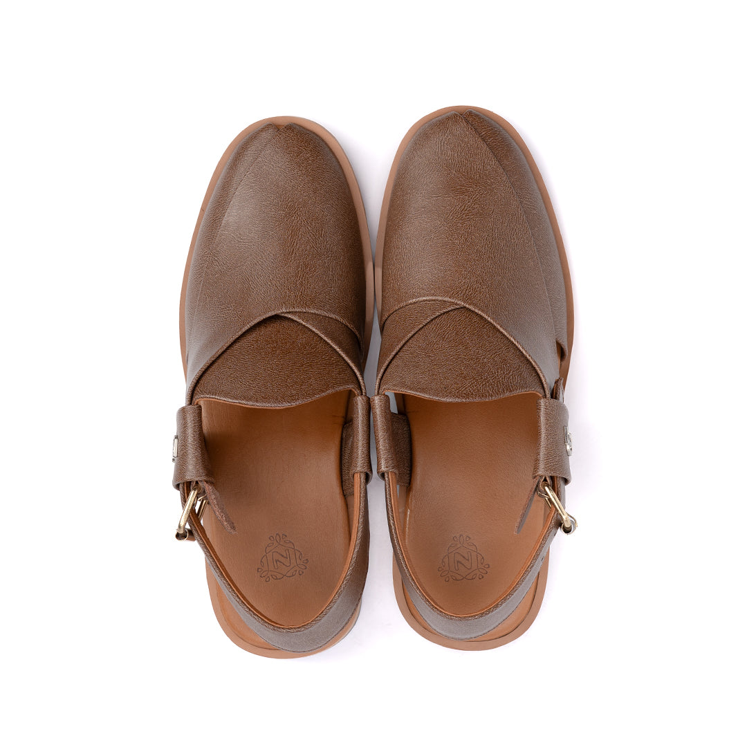 Beige Leather Peshawari Sandal - PMC10A