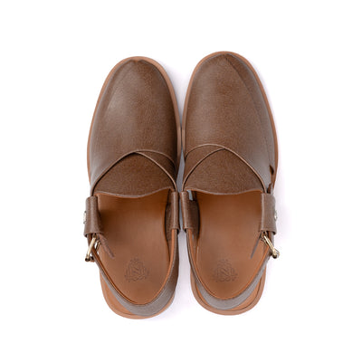Beige Leather Peshawari Sandal - PMC10A