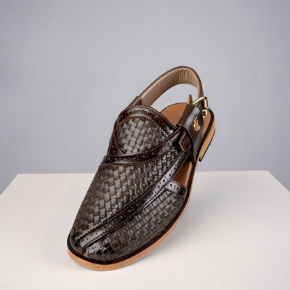 Peshawari Sandal - Brown Weave (PMC21)