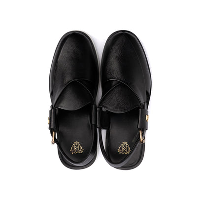 Black Leather Peshawari Sandal - PMC20