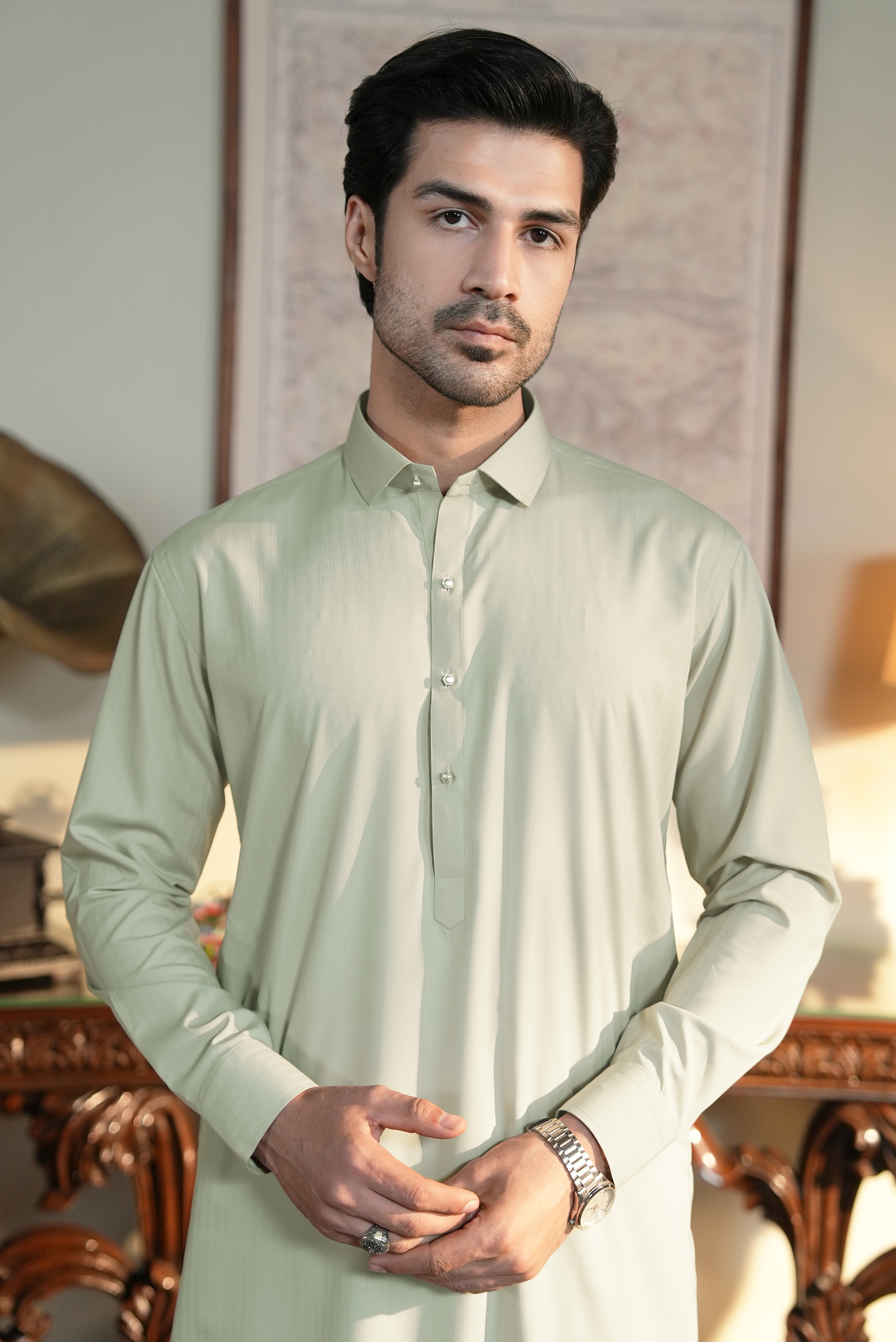 Stitched Shalwar Kameez (SPSC) Soft Green