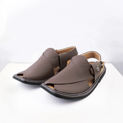 Peshawari Sandal Chestnut PMC-15 matte Chestnut genuine leather T-shape
