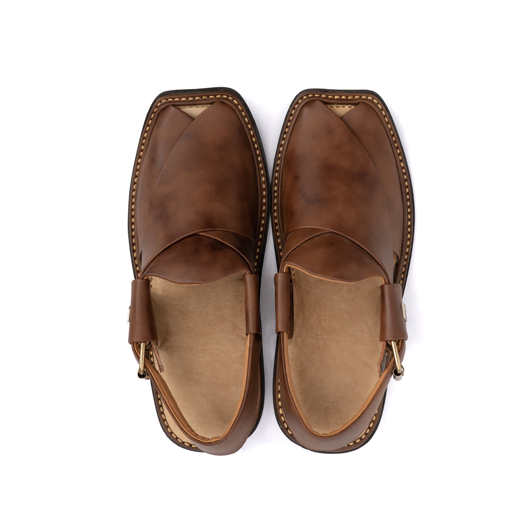 Brown Matte Leather Peshawari Sandal - PMC24