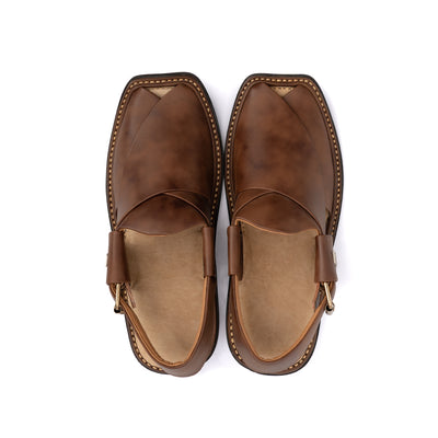 Brown Matte Leather Peshawari Sandal - PMC24