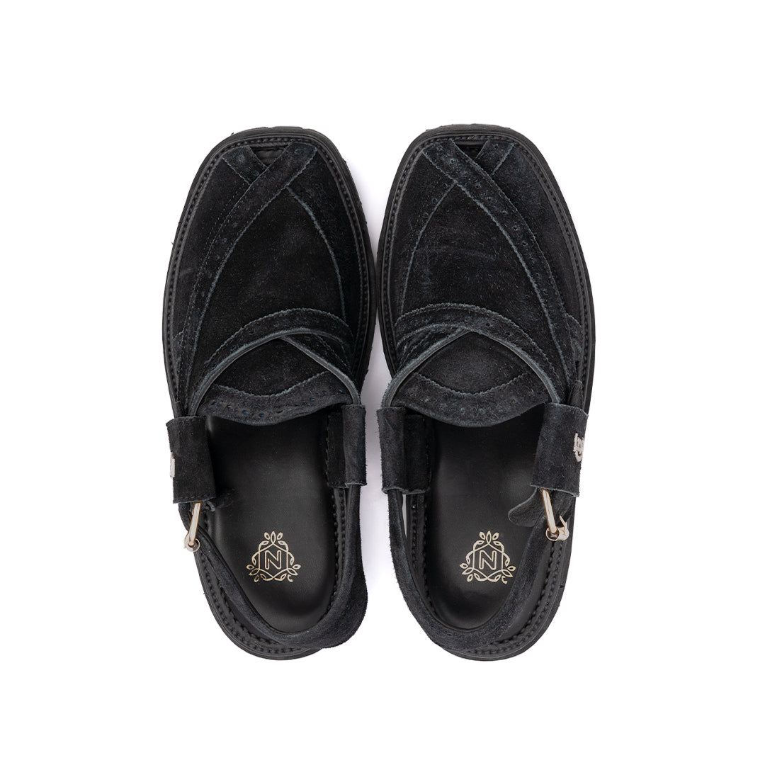 Black Suede Leather Peshawari Sandal - PMC07