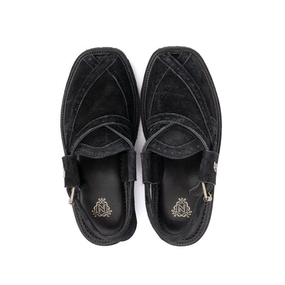 Black Suede Leather Peshawari Sandal - PMC07