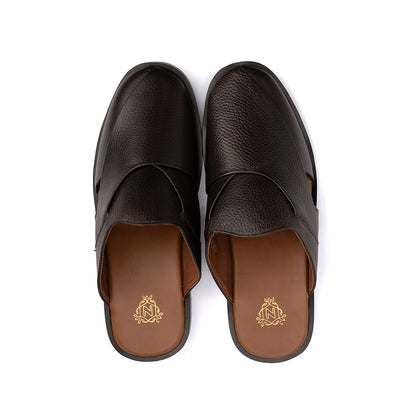 Brown Leather Mules - PMC17