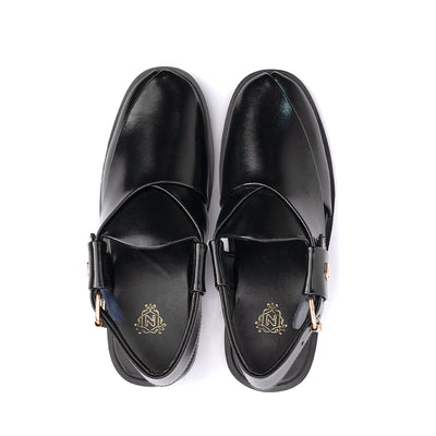 Black Leather Peshawari Sandal - PMC08