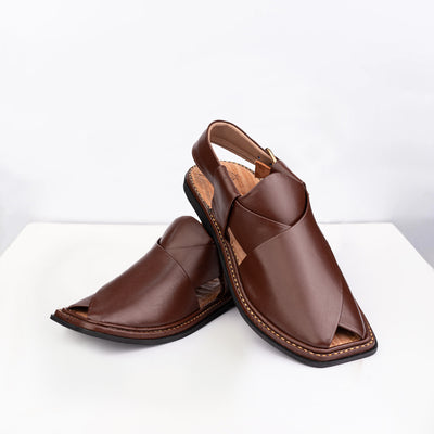 Peshawari Sandal Legacy Brown PMC-26 dark brown genuine leather T-shape