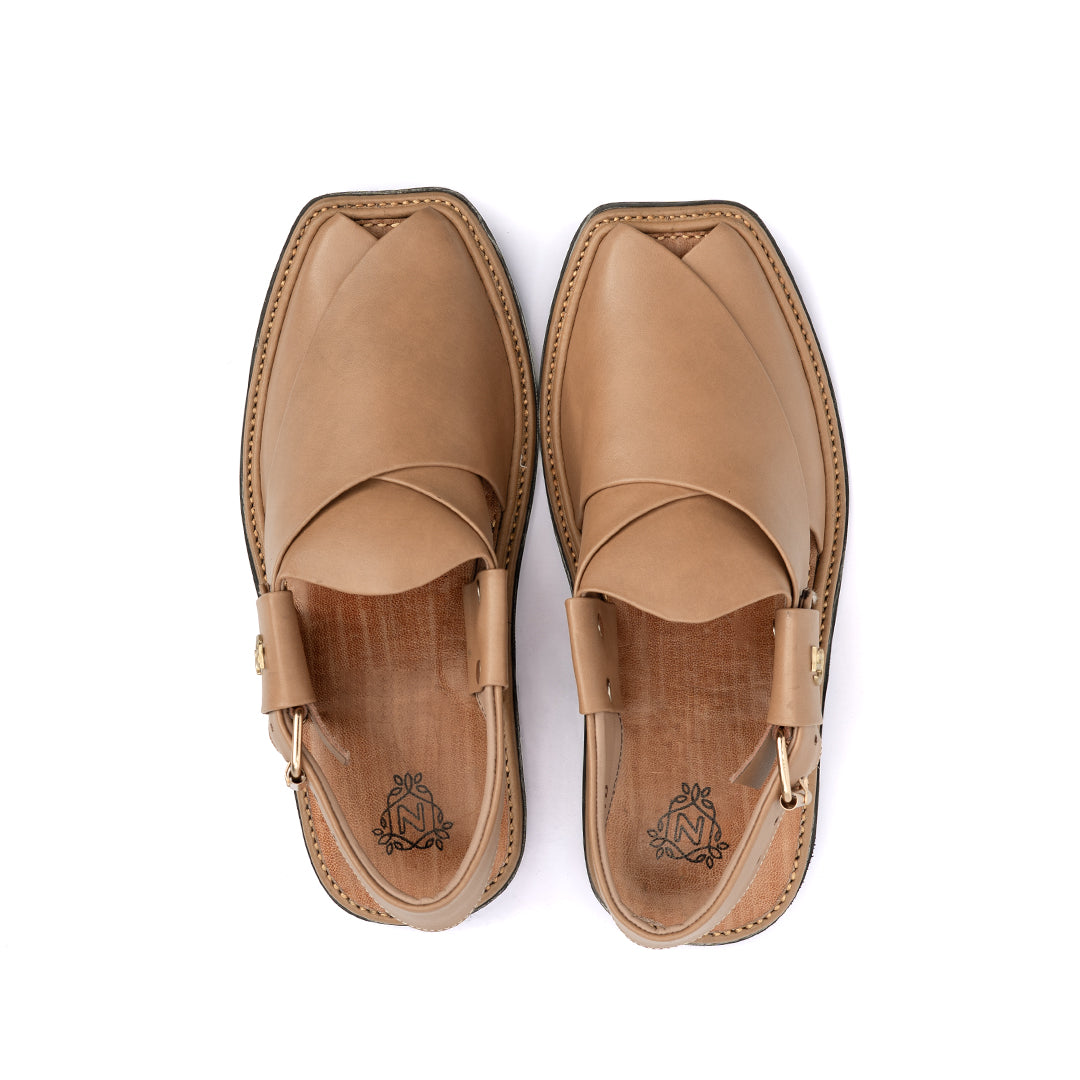 Beige Leather Peshawari Sandal - PMC29