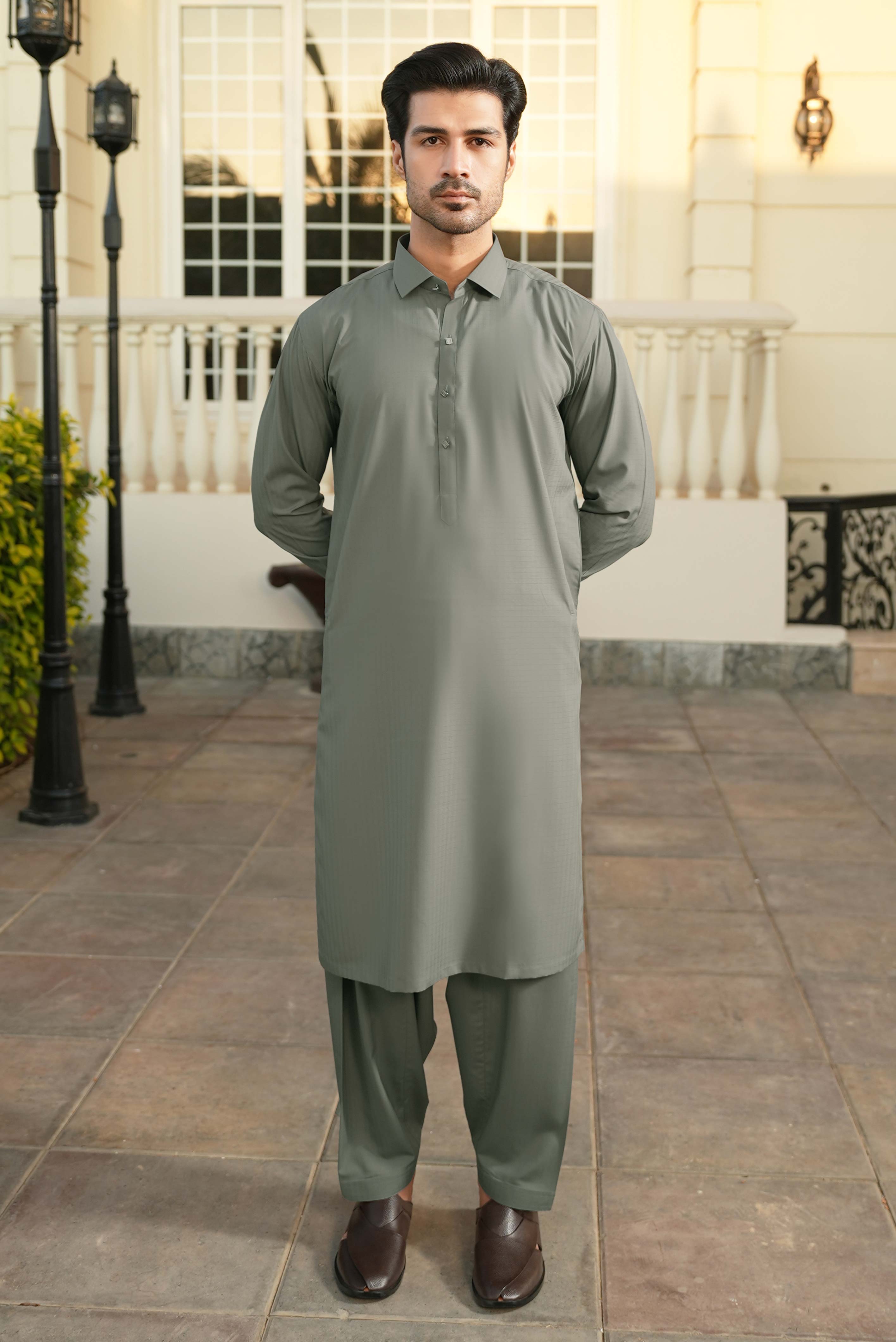 Stitched Shalwar Kameez (SPSC20) Ash Grey