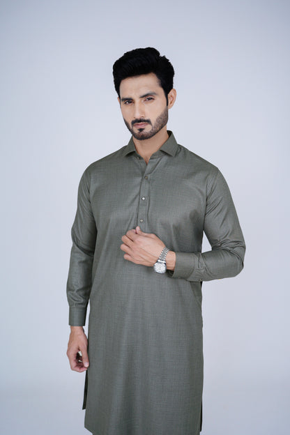SWS23 grey Faysal quraishi collection textured wash & wear stitched fabric for winter shalwar kameez