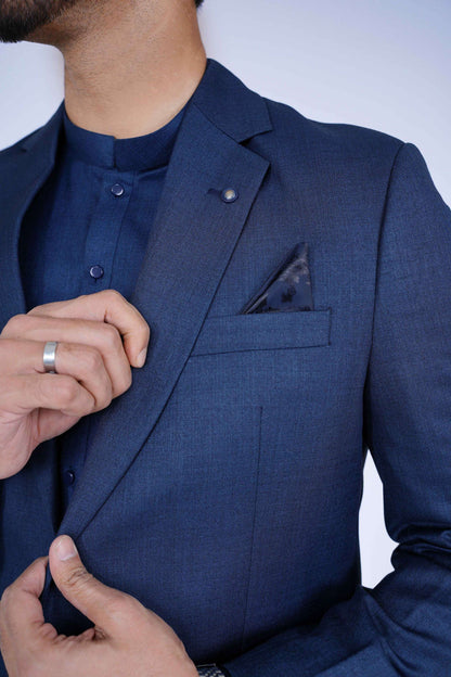 Stitched blue blazer NBL24 made with premium imported suiting fabric featuring jetted pockets and excellent colorfastness