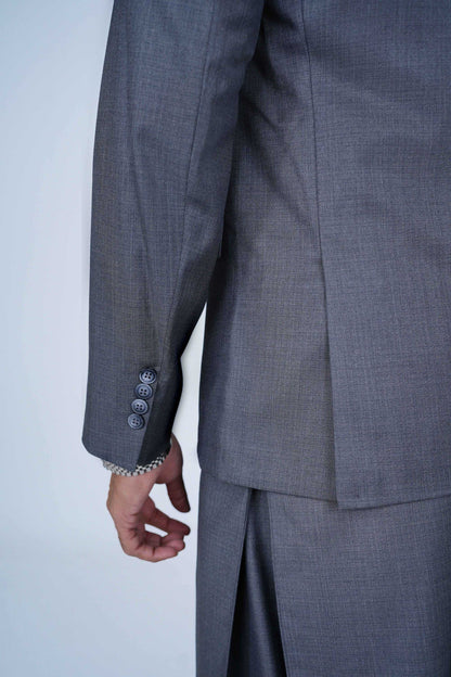 Stitched Grey Blazer NBL23 made with premium imported suiting fabric, featuring jetted pockets and elegant ready-to-wear design