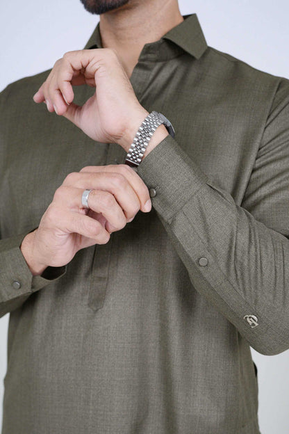 Stitched Shalwar Kameez (SWS22) Olive