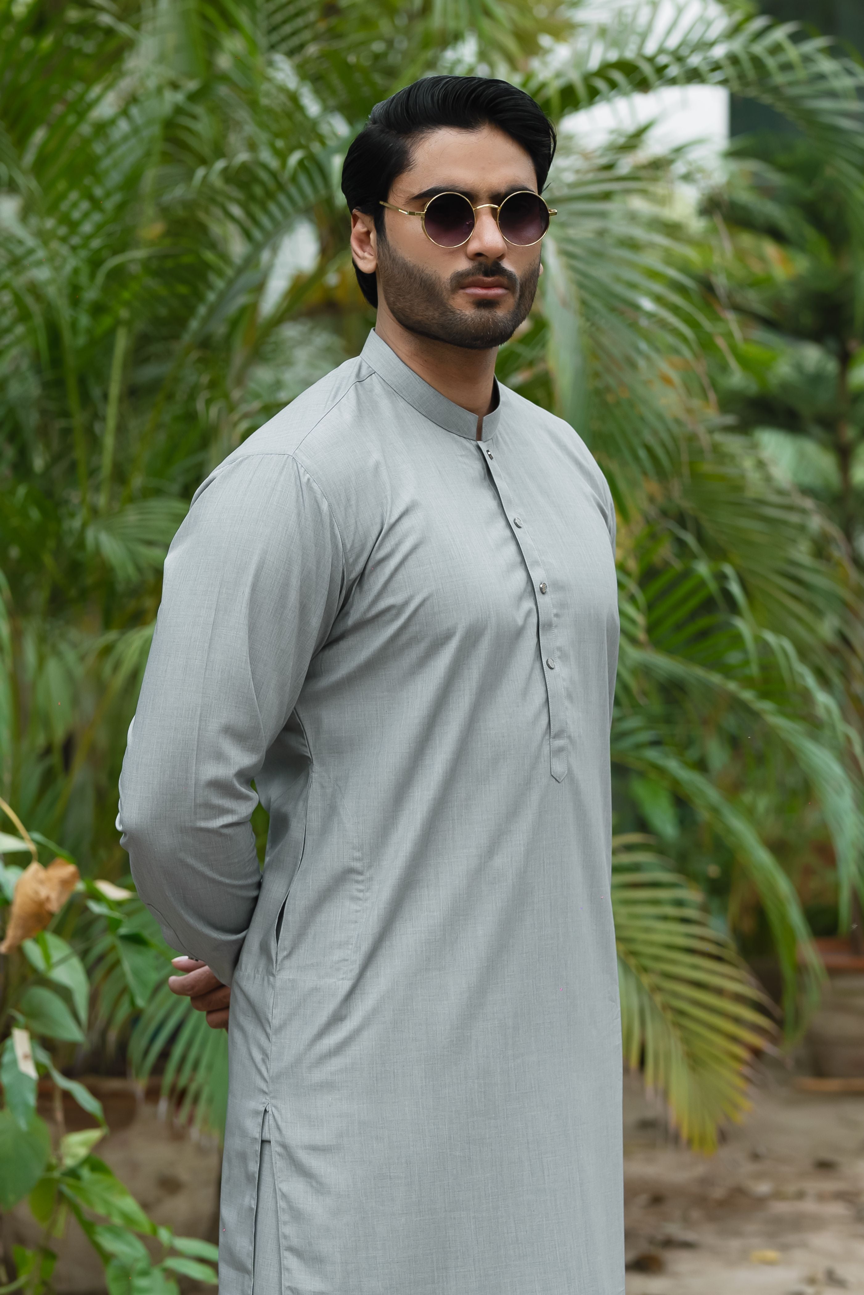 Stitched Shalwar Kameez (SPS53) Silver Grey