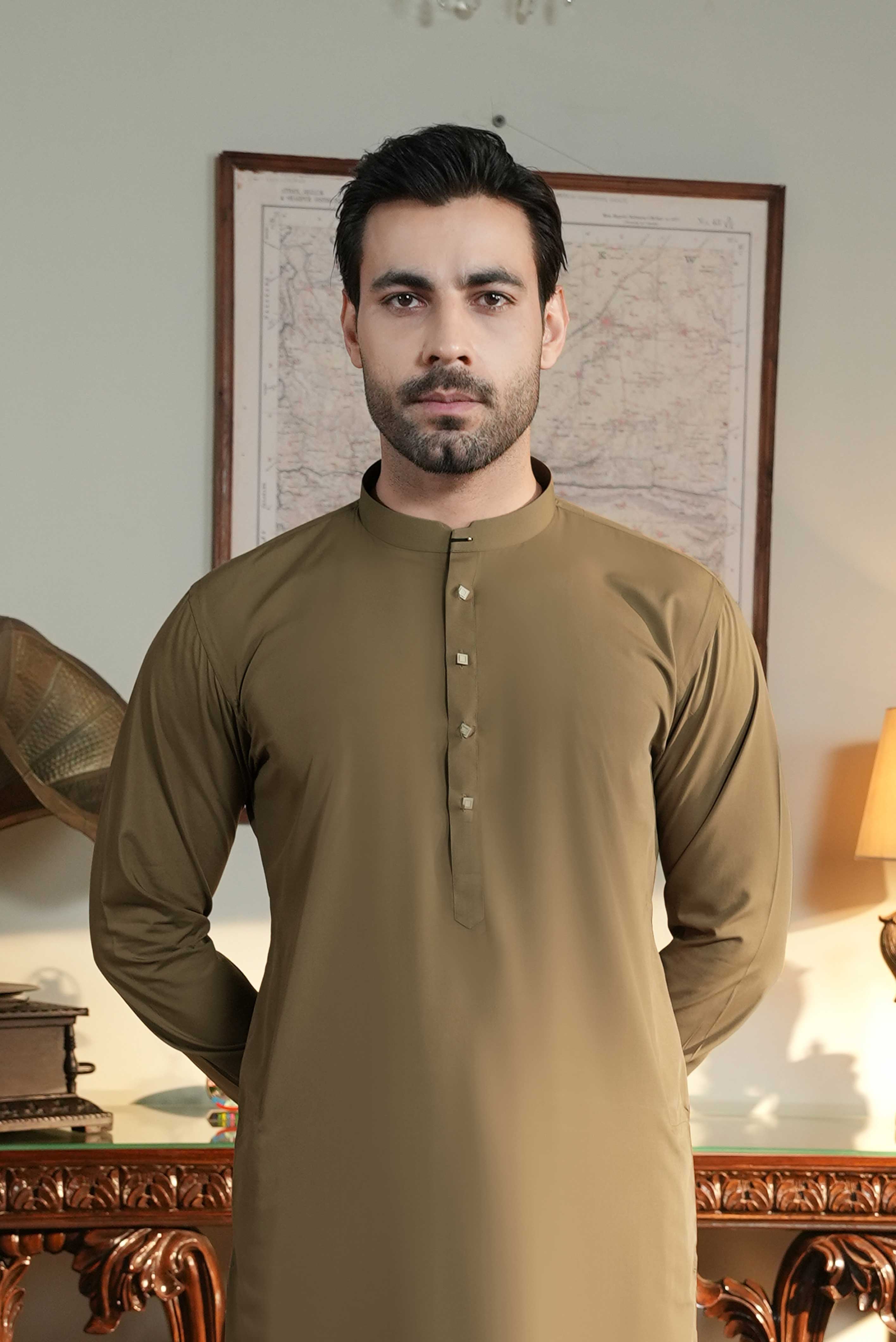 Stitched Shalwar Kameez (SPSB) Mid Brown