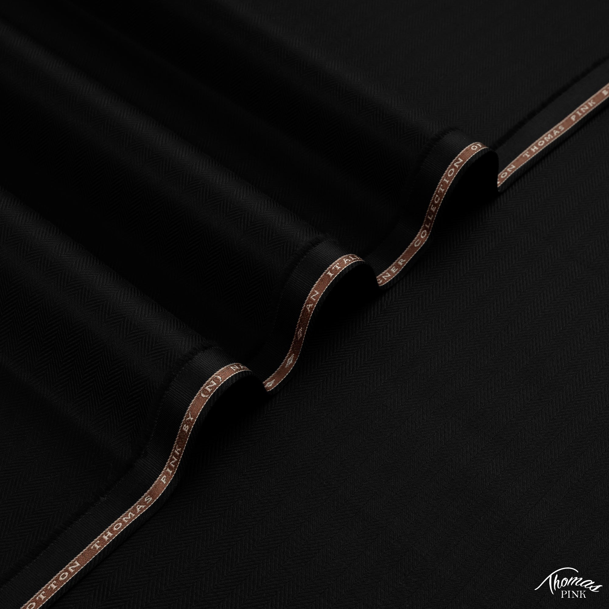 Thomas Pink unstitched winter fabric in 100% cotton with herringbone texture, soft touch, and rich winter colors by Narkin’s.