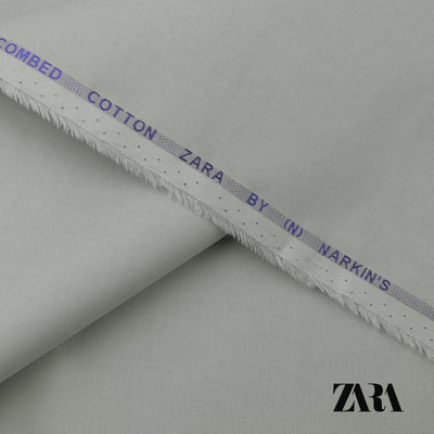 Zara premium 100% fine cotton fabric with silver finish and semi-stiff texture