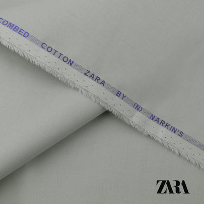 Zara premium 100% fine cotton fabric with silver finish and semi-stiff texture