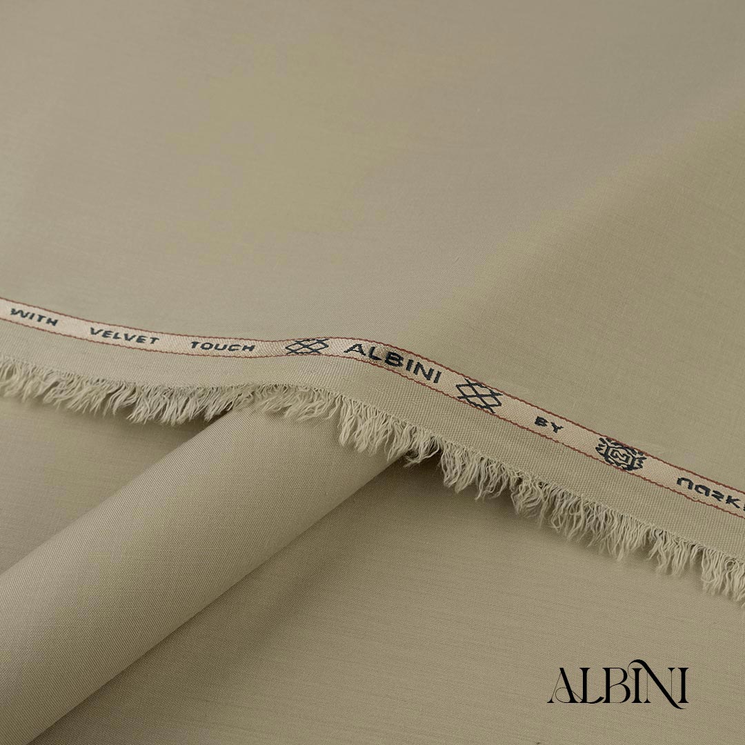 Albini summer fabric with soft smooth finish, wrinkle-resistant texture, and graceful fall in premium colors