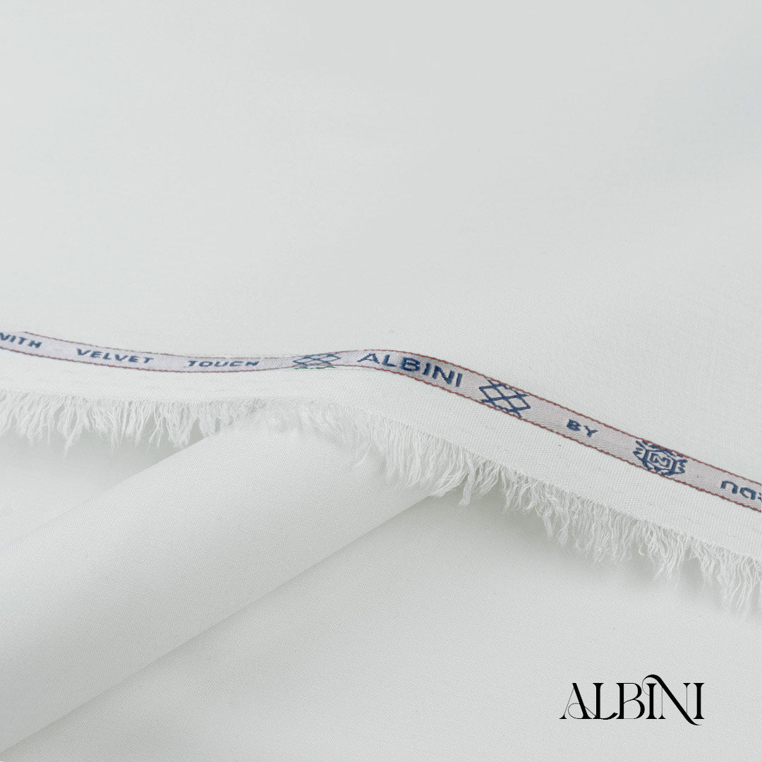 Albini summer fabric with soft smooth finish, wrinkle-resistant texture, and graceful fall in premium colors