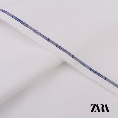 Zara premium 100% fine cotton fabric with silver finish and semi-stiff texture