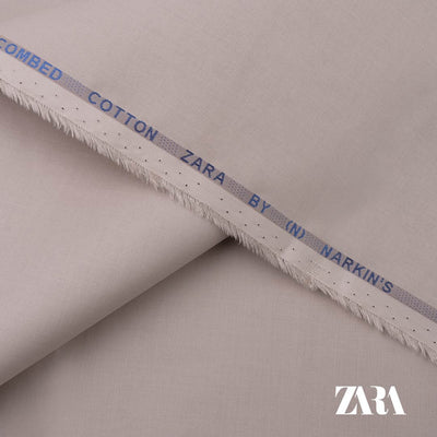 Zara premium 100% fine cotton fabric with silver finish and semi-stiff texture