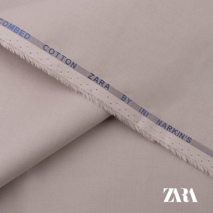 Zara premium 100% fine cotton fabric with silver finish and semi-stiff texture