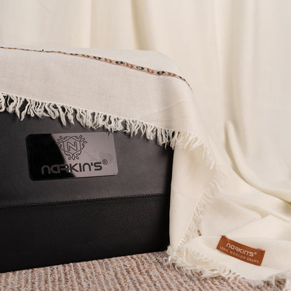 100% Woolen Shawl - 005 | Off White