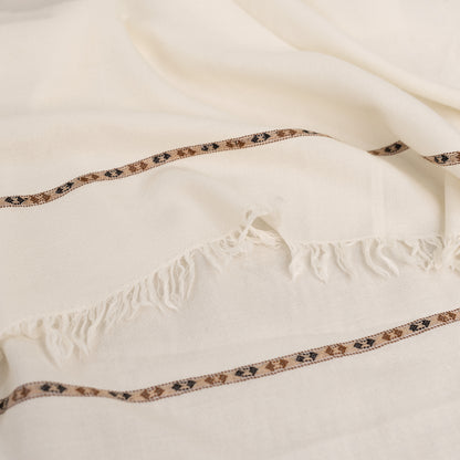 100% Woolen Shawl - 005 | Off White