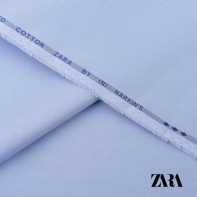 Zara premium 100% fine cotton fabric with silver finish and semi-stiff texture