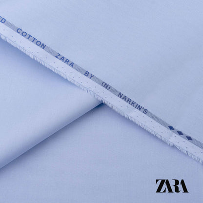 Zara premium 100% fine cotton fabric with silver finish and semi-stiff texture