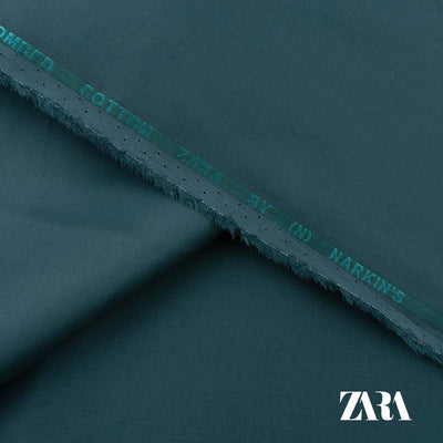 Zara premium 100% fine cotton fabric with silver finish and semi-stiff texture