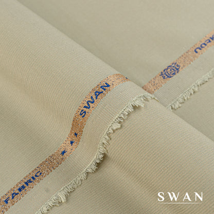 Swan unstitched winter fabric with soft feel and self-textured design, perfect for elegant day and evening wear.
