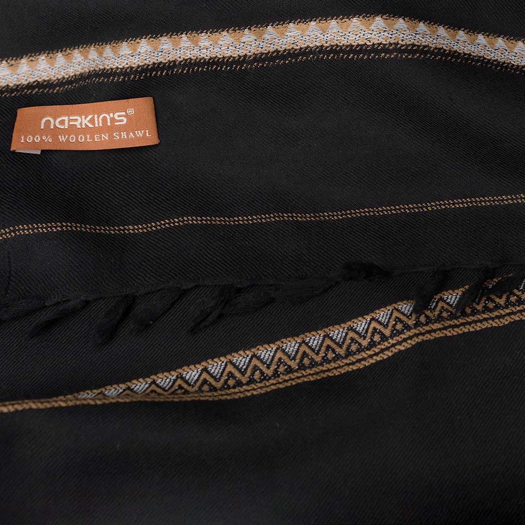 100% Woolen Shawl - 008 | Black