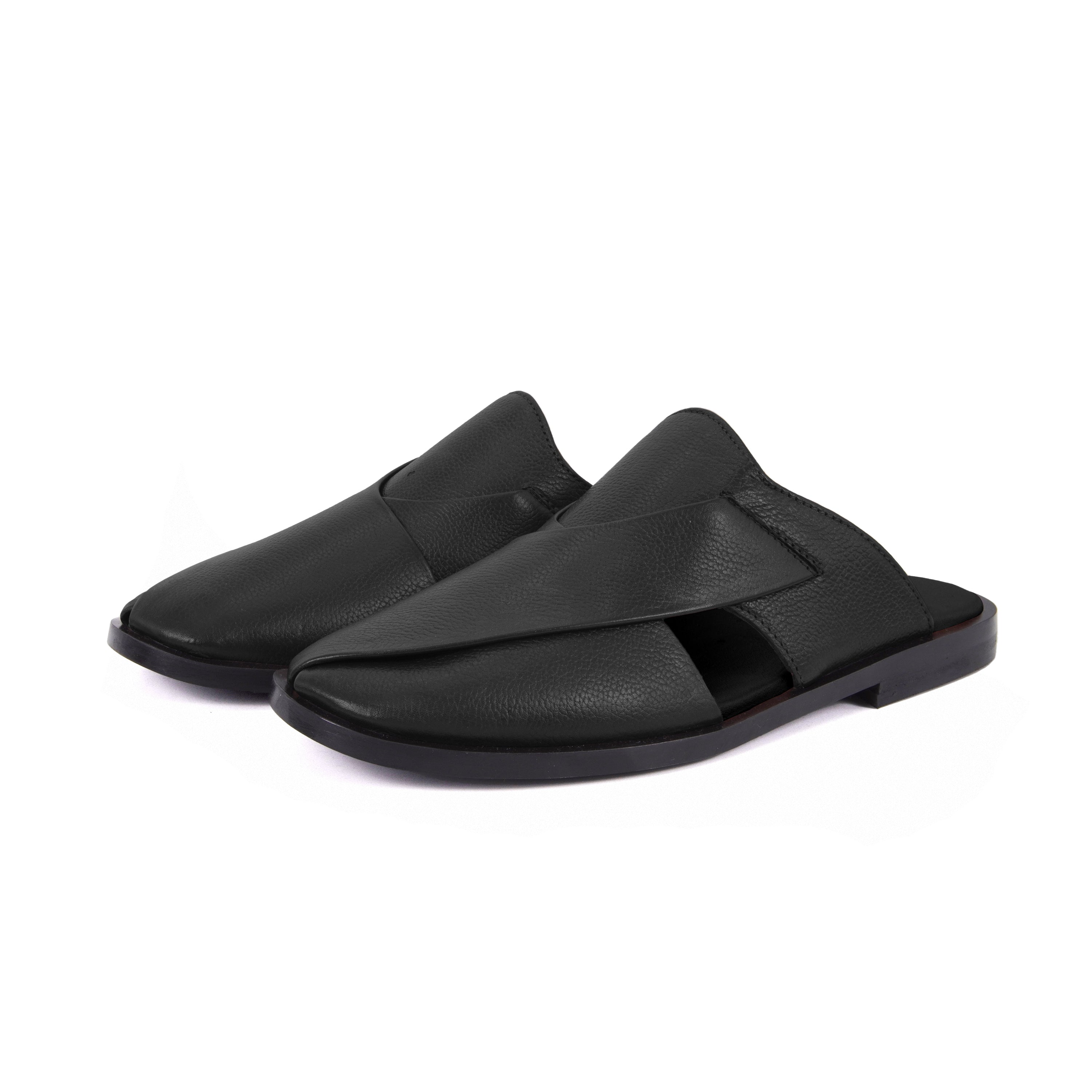 Peshawari Sandal - Black Mules (PMC16)
