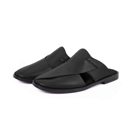 Peshawari Sandal - Black Mules (PMC16)