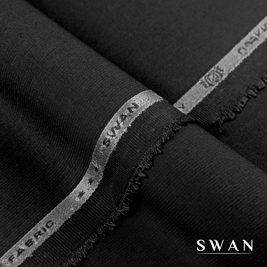 Swan unstitched winter fabric with soft feel and self-textured design, perfect for elegant day and evening wear.