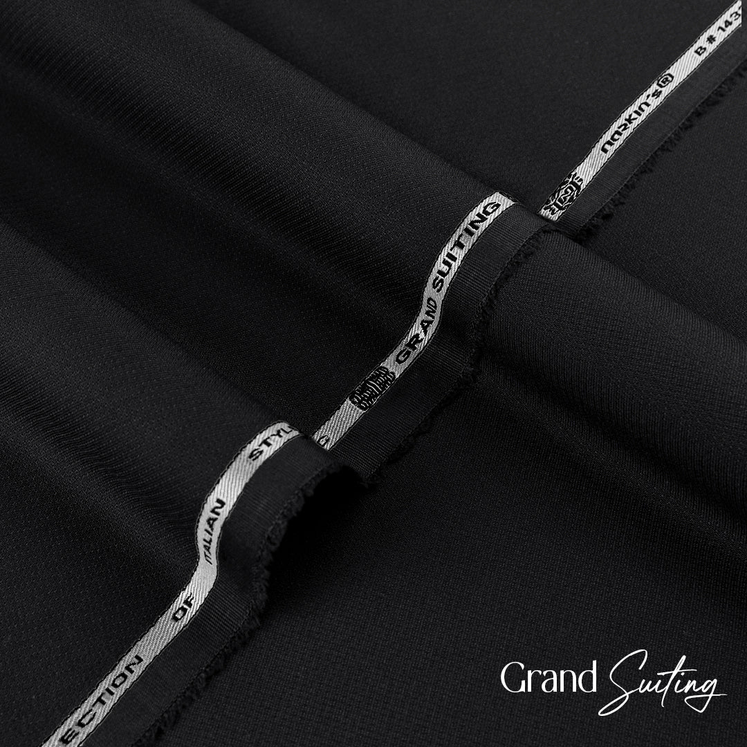 Grand Suiting unstitched winter wash & wear suiting fabric with soft finish and textured weave in classic basic color.