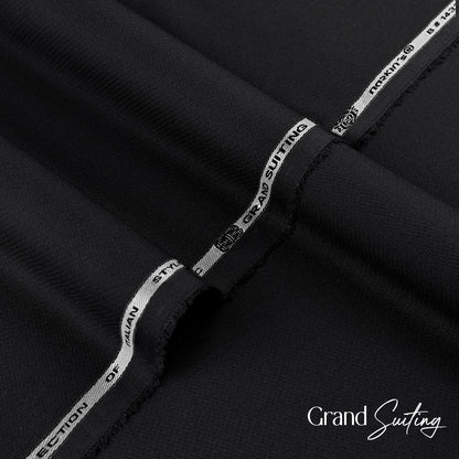 Grand Suiting unstitched winter wash & wear suiting fabric with soft finish and textured weave in classic basic color.