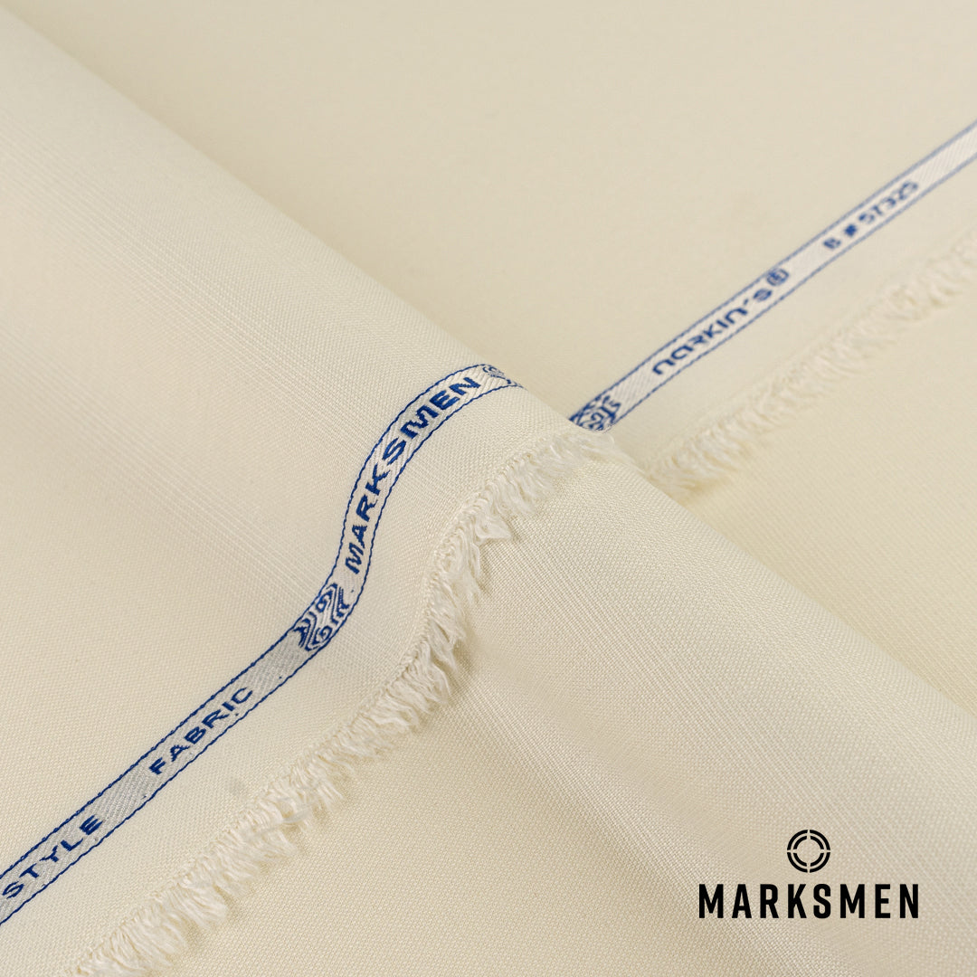 Marksmen unstitched winter wash & wear textured fabric with soft, lustrous finish and wrinkle-resistant construction.