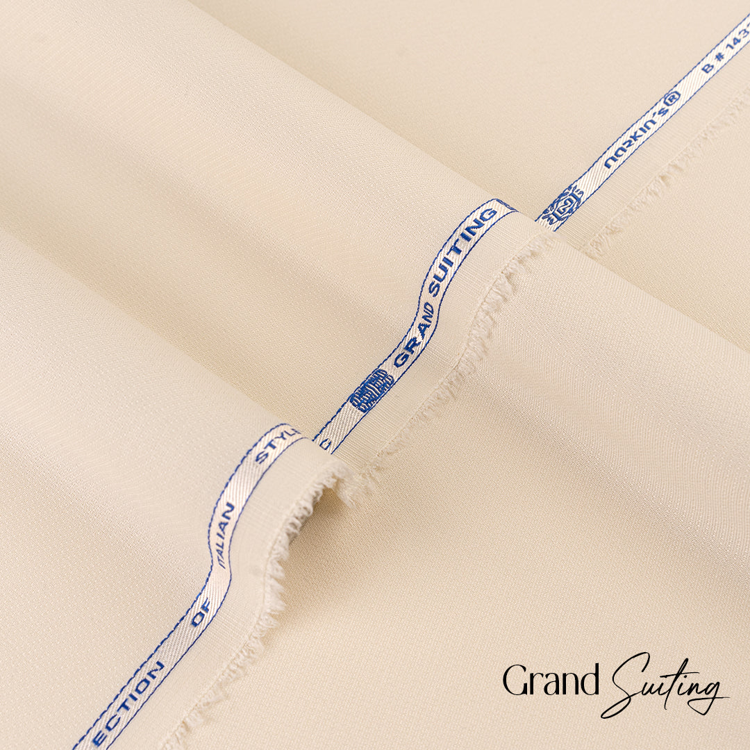 Grand Suiting unstitched winter wash & wear suiting fabric with soft finish and textured weave in classic basic color.