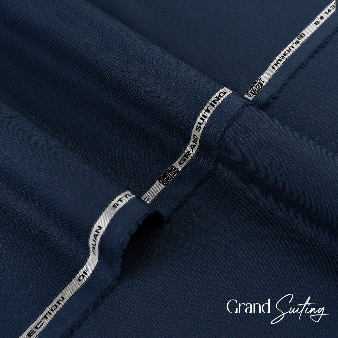 Grand Suiting unstitched winter wash & wear suiting fabric with soft finish and textured weave in classic basic color.