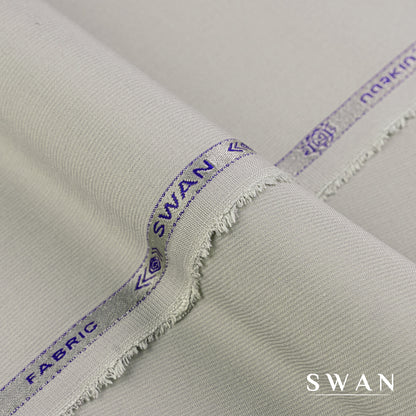 Swan unstitched winter fabric with soft feel and self-textured design, perfect for elegant day and evening wear.