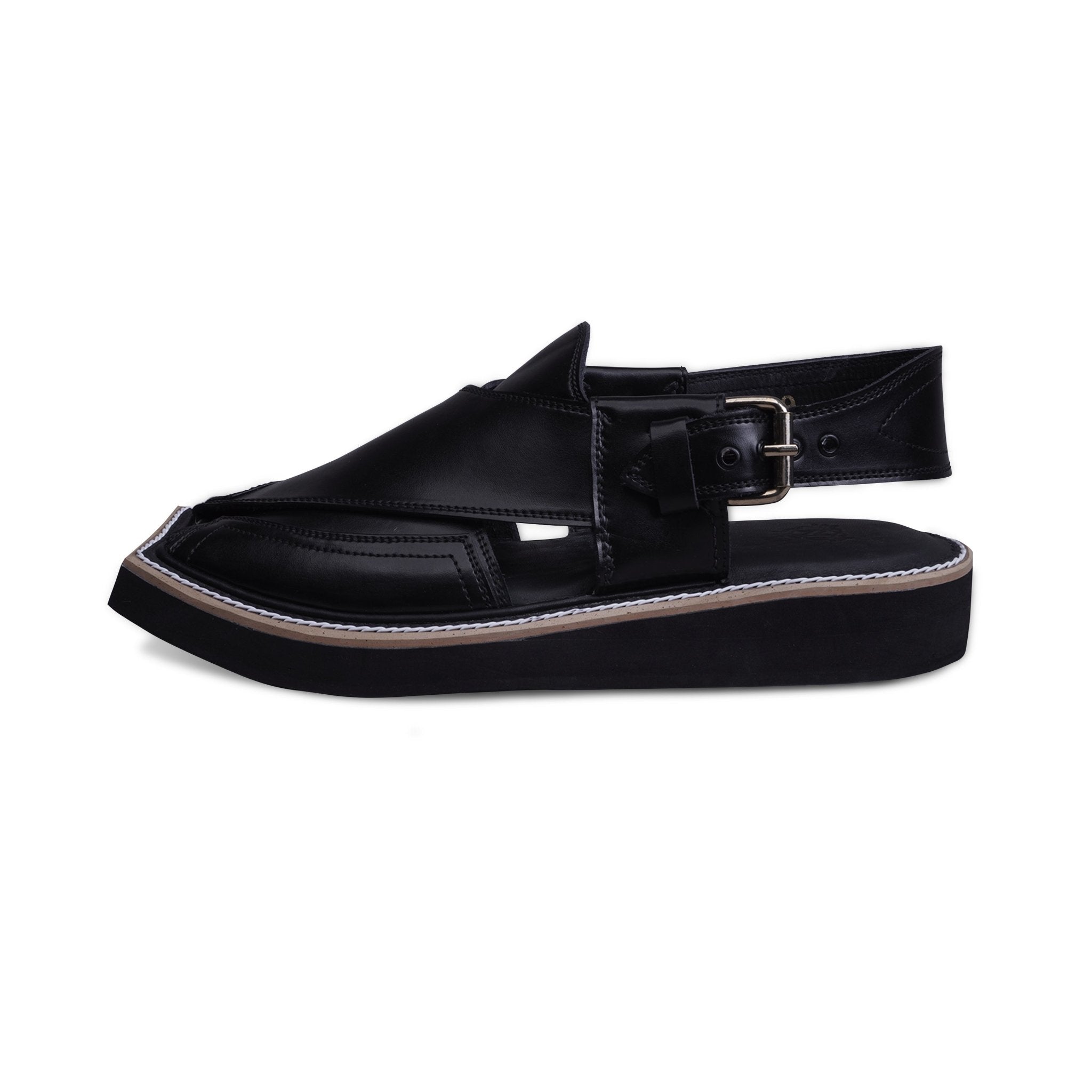 Kaptaan Peshawari Sandal - Black (PMC09) - Narkin's Textile Industries