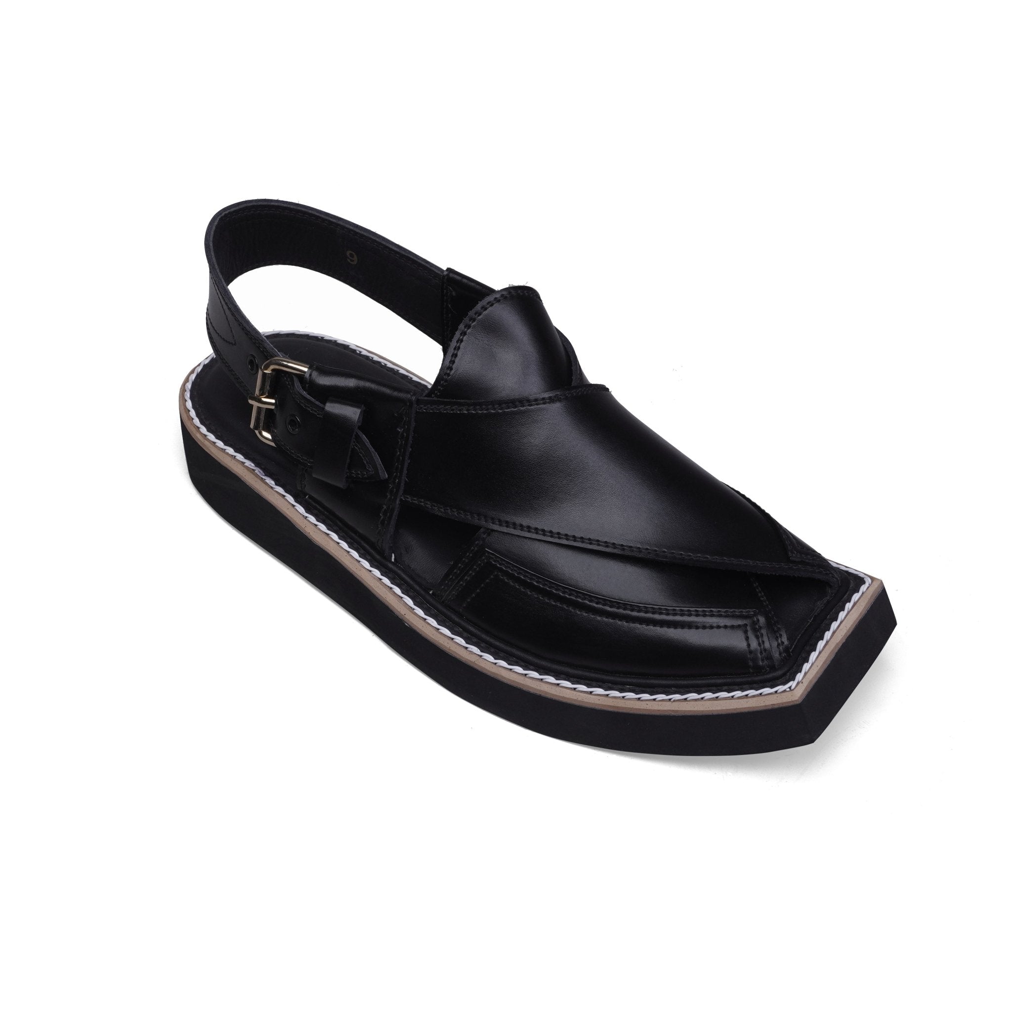 Kaptaan Peshawari Sandal - Black (PMC09) - Narkin's Textile Industries